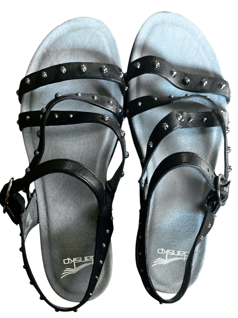 EU 38 / US 7.5 - 8 Dansko Brigette Studded Black Leather Strappy Sandals